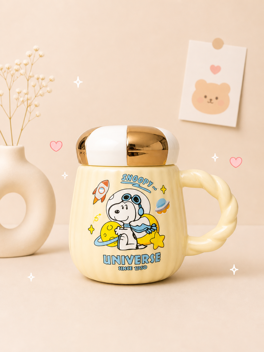 Taza Kawaii Snoopy con Tapadera