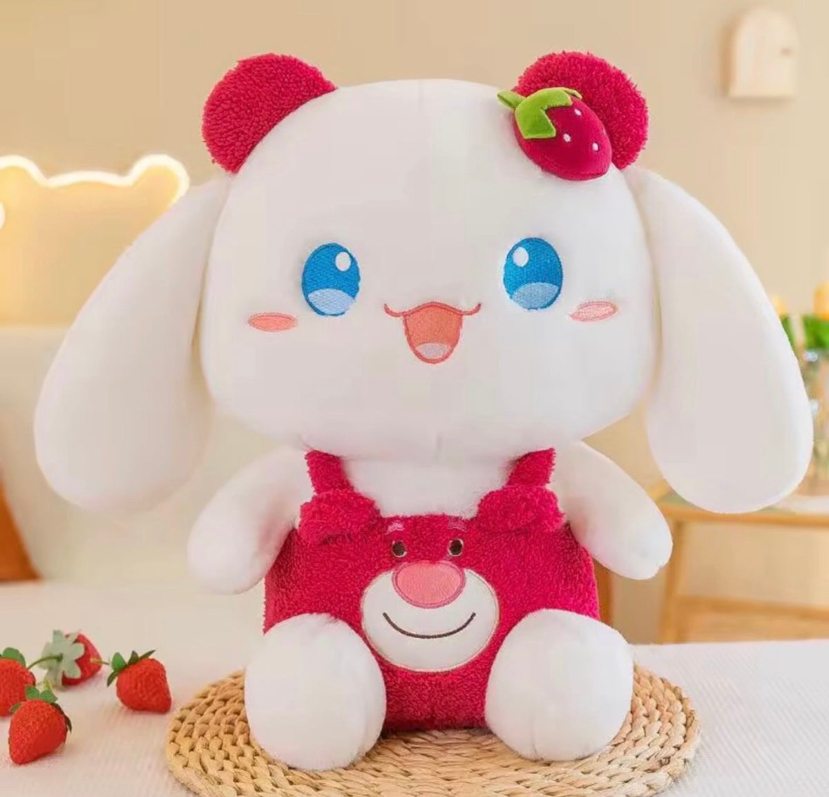 Peluche Cinnamoroll con Overol de Lotso 45 cm 🍓🐶💕