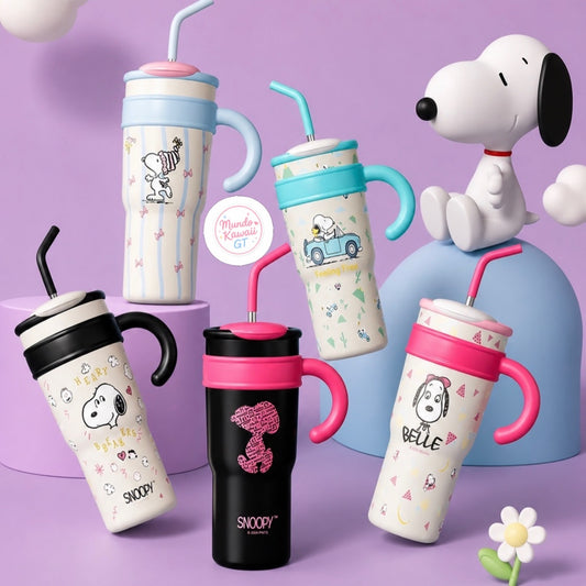 Vaso Térmico Snoopy con Asa y Pajilla – 1200 ml