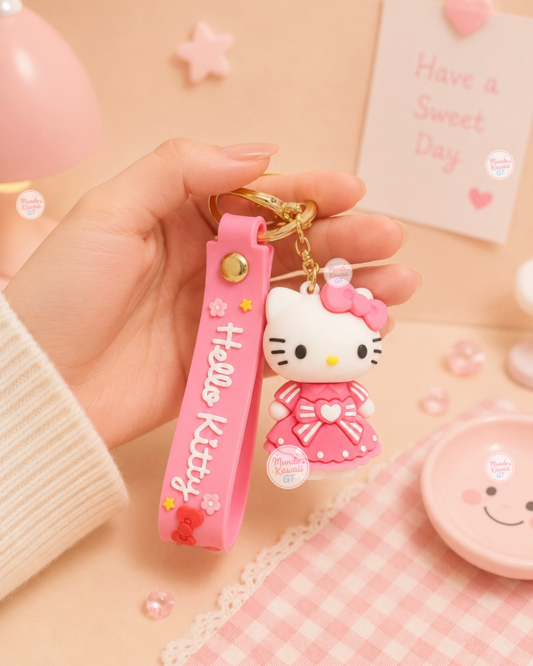 Llavero Hello Kitty con Correa de Silicón