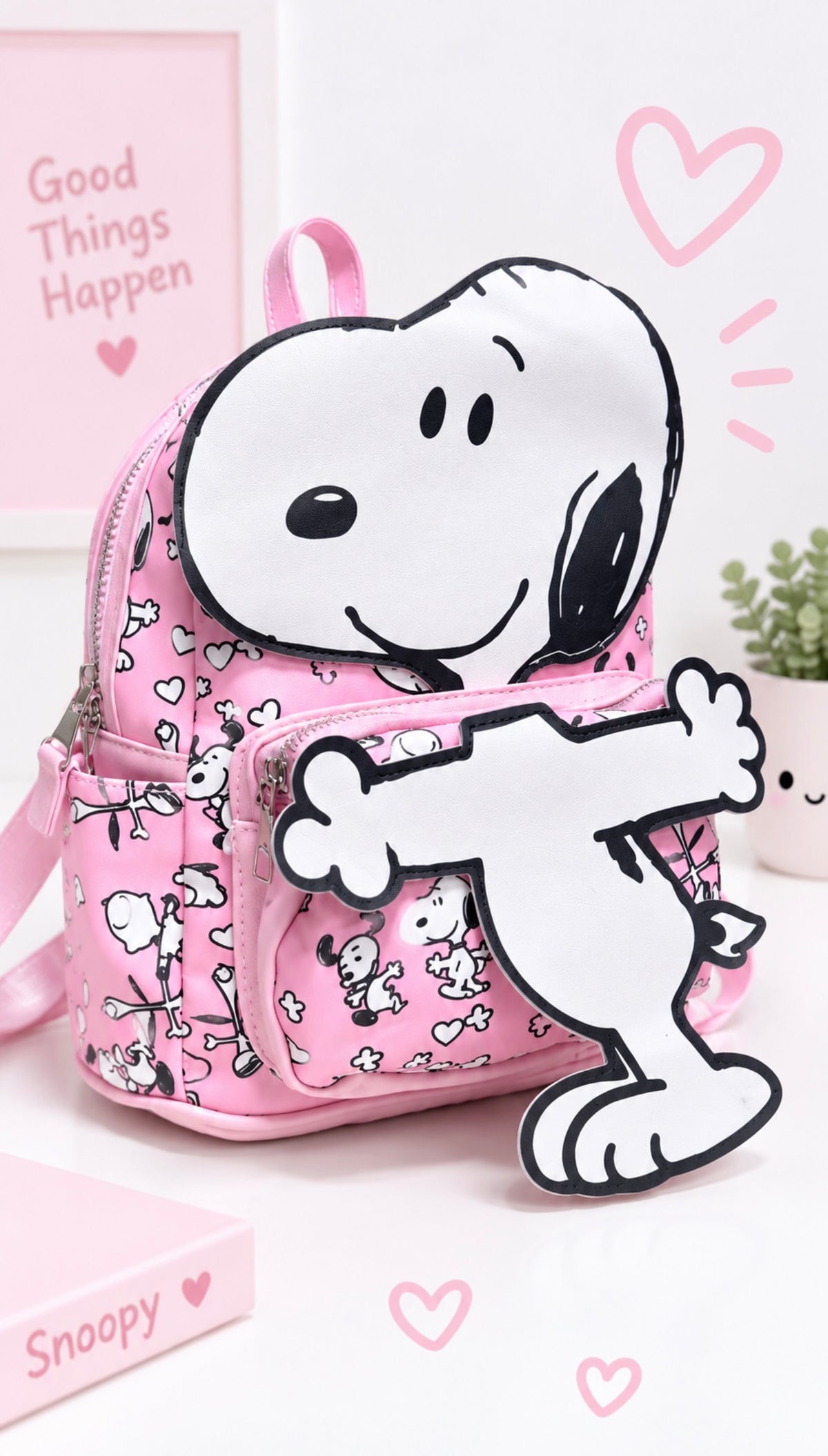 Mochila Snoopy Kawaii con Bolsillo Frontal