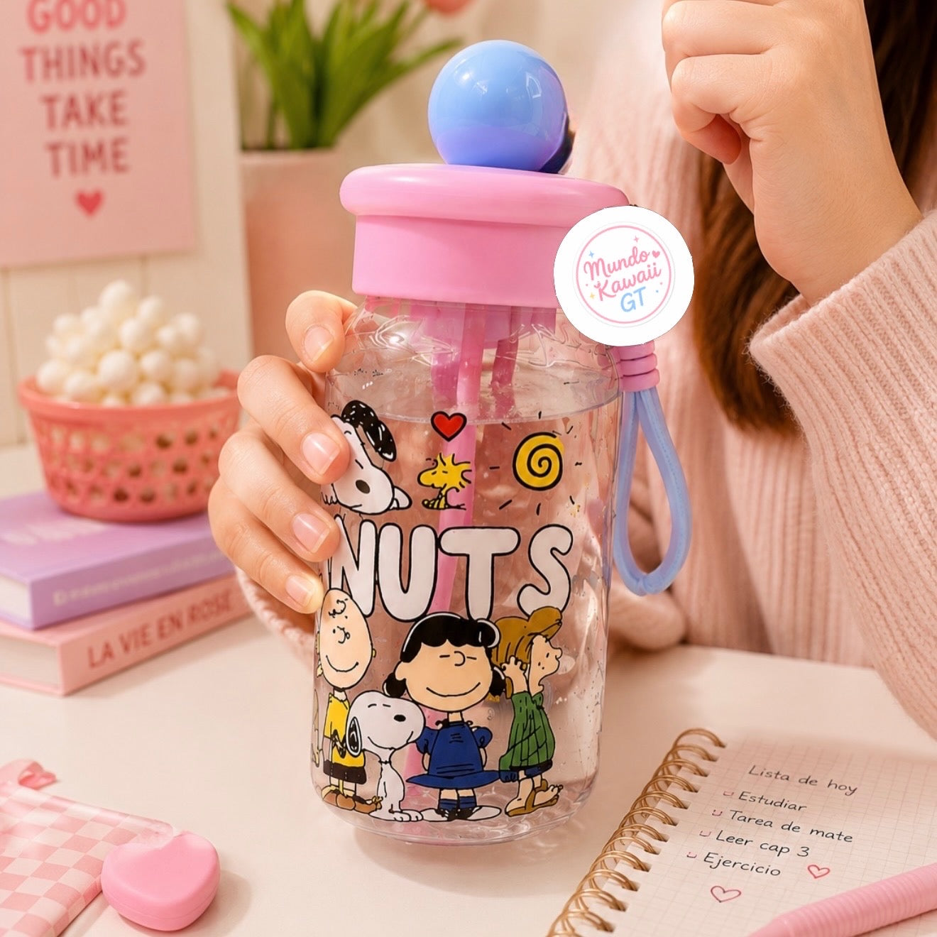 Botella con Filtro Infusor y Pajilla – Peanuts