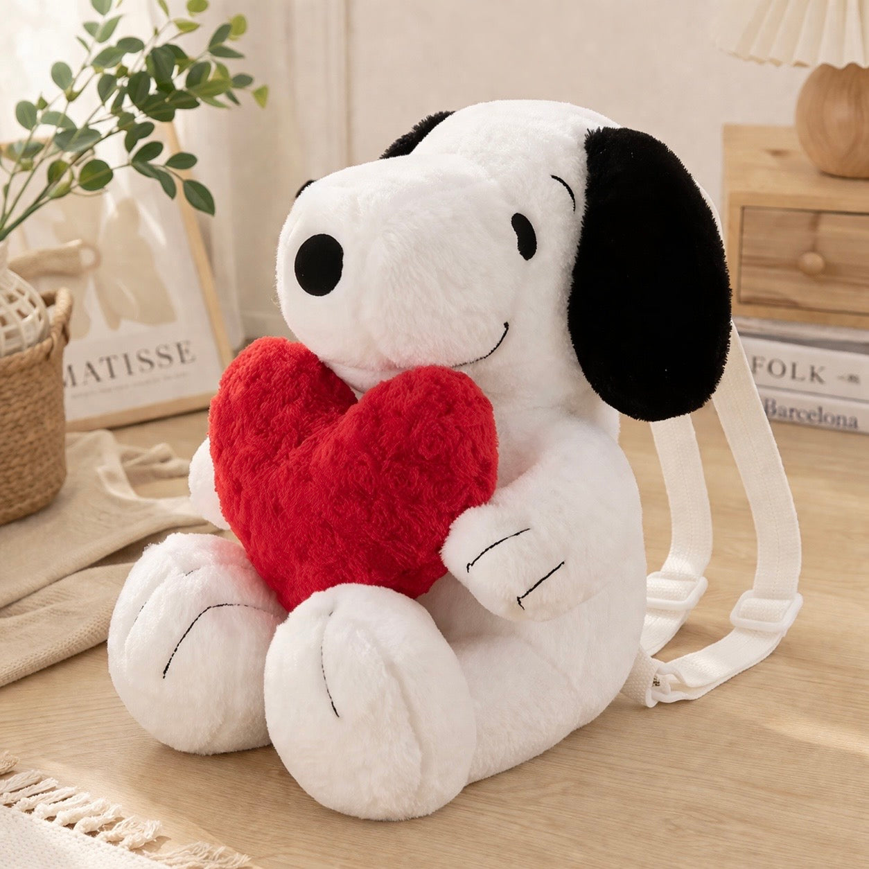 Mochila Peluche Snoopy con Corazón – 25 cm