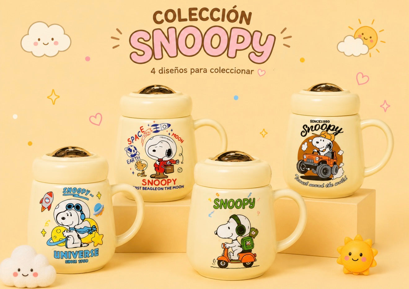 Tazas Snoopy con Tapadera