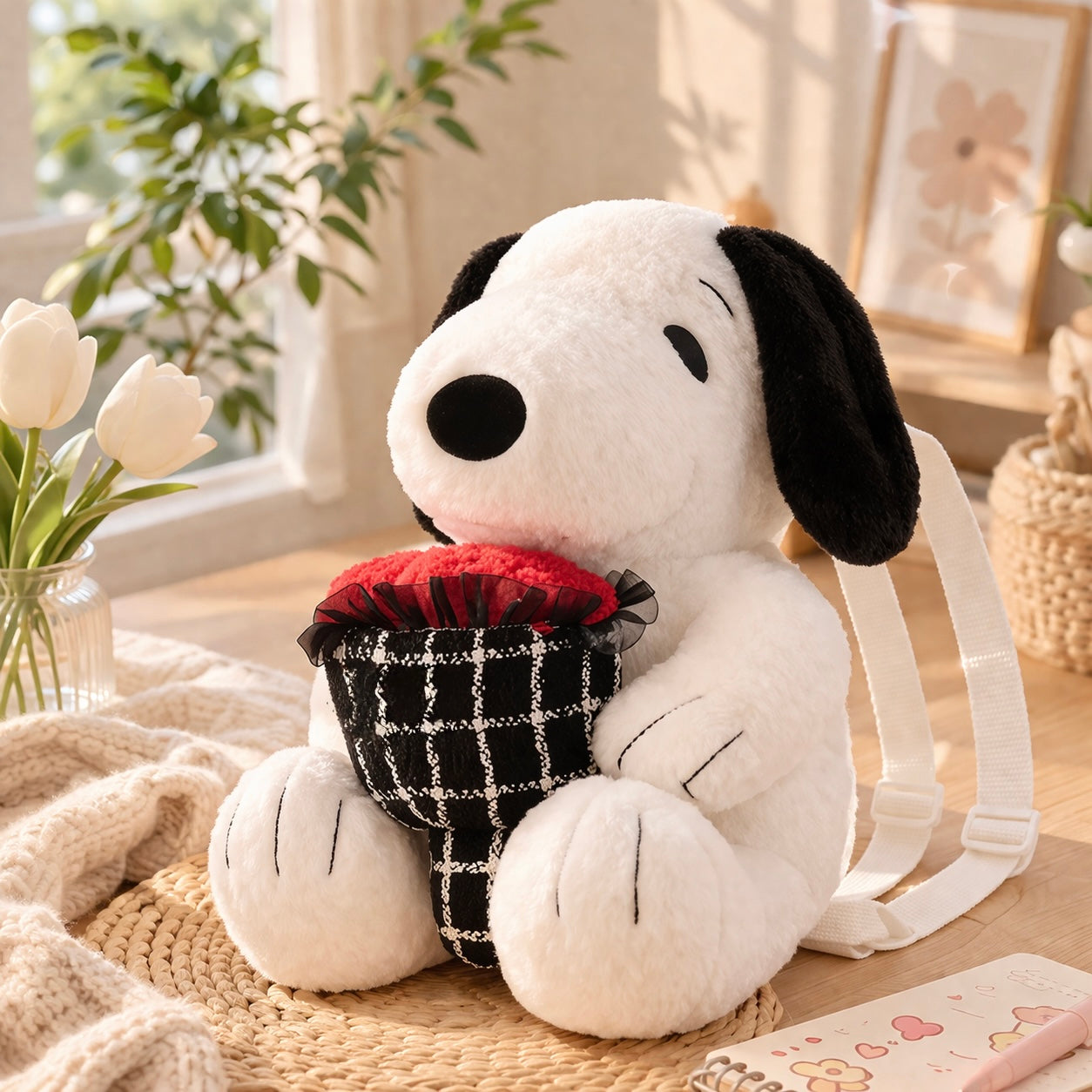 Mochila Peluche Snoopy con Corazón – 25 cm