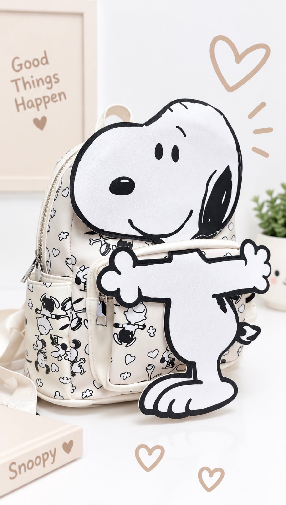 Mochila Snoopy Kawaii con Bolsillo Frontal