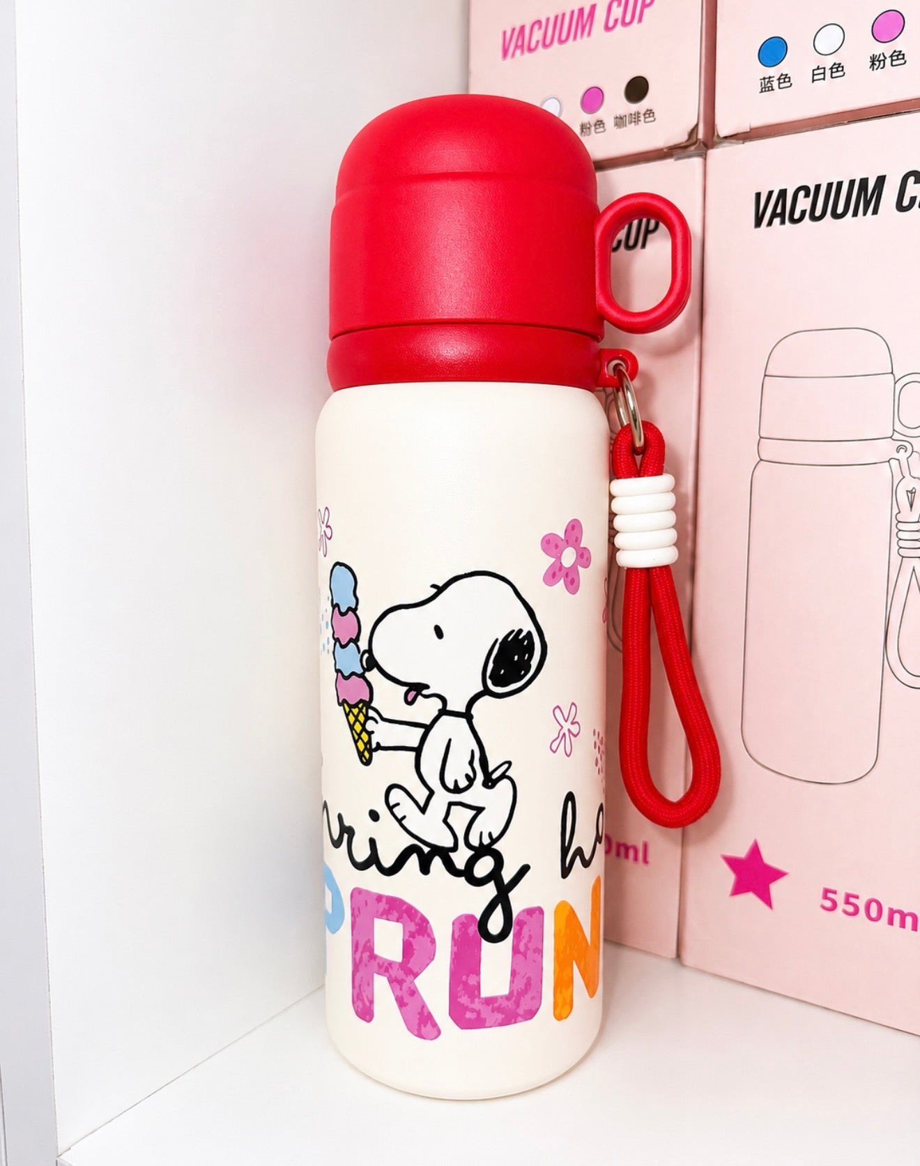 Termo de Acero Inoxidable Snoopy con Taza | 550 ml