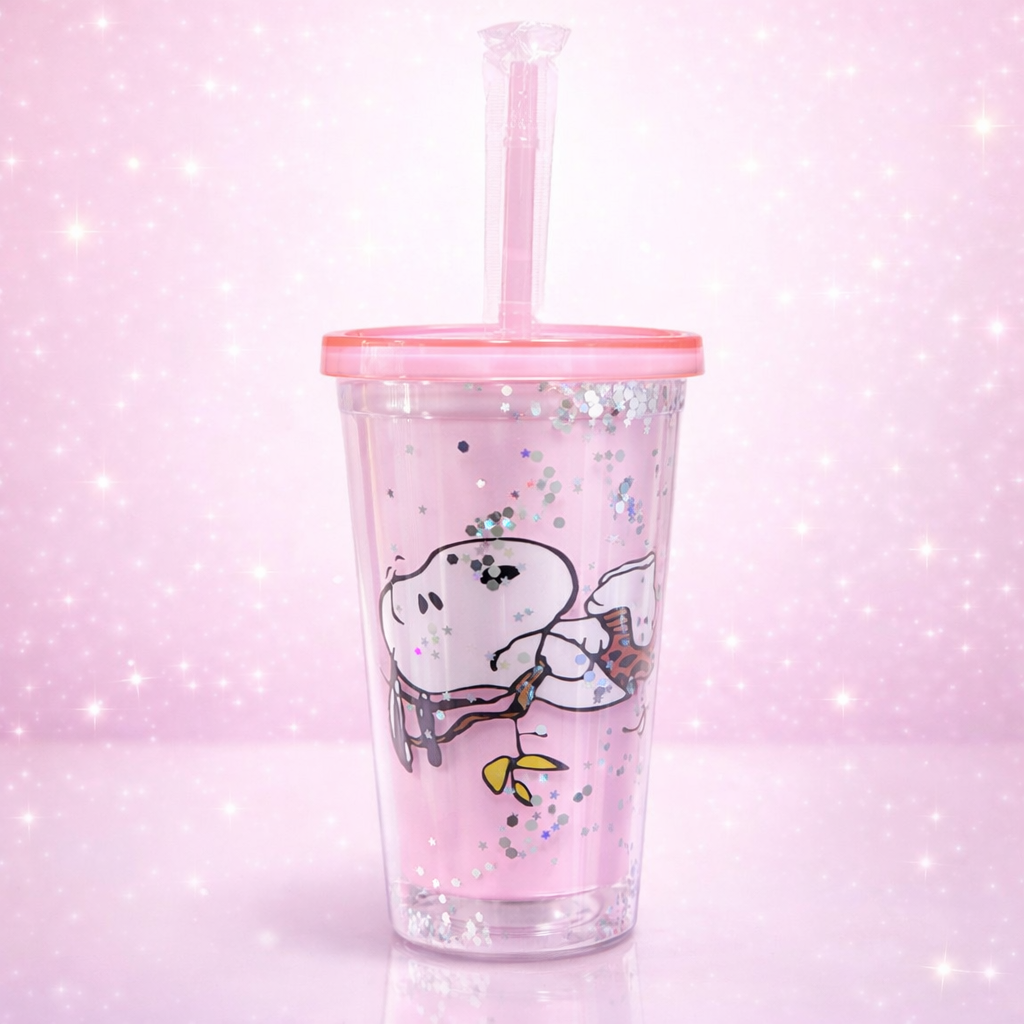 Vaso Snoopy con Glitter + Luz LED