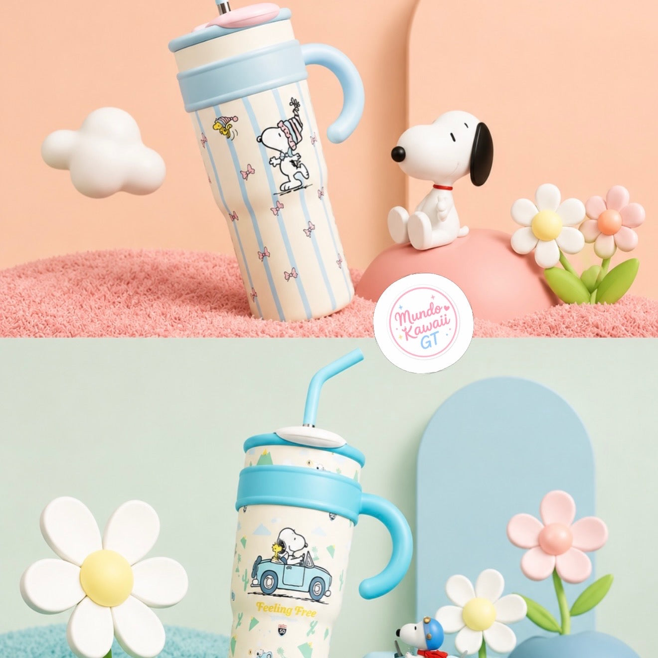 Vaso Térmico Snoopy con Asa y Pajilla – 1200 ml