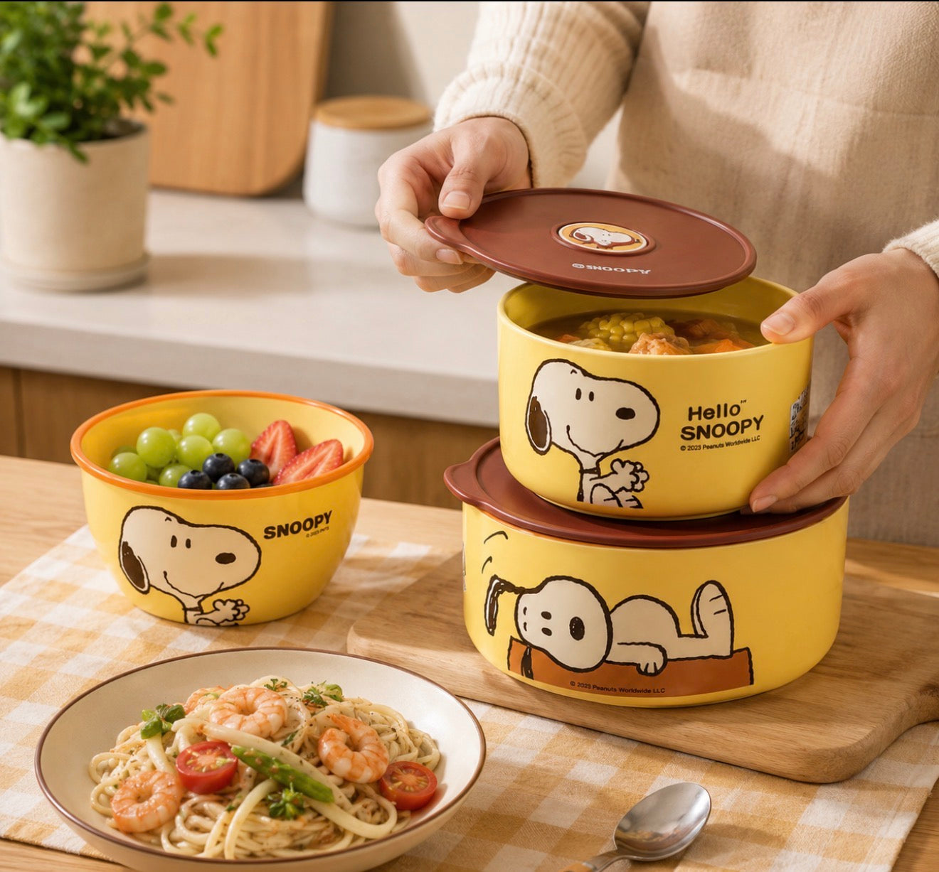 Set de Recipientes Snoopy Herméticos (3 Piezas)