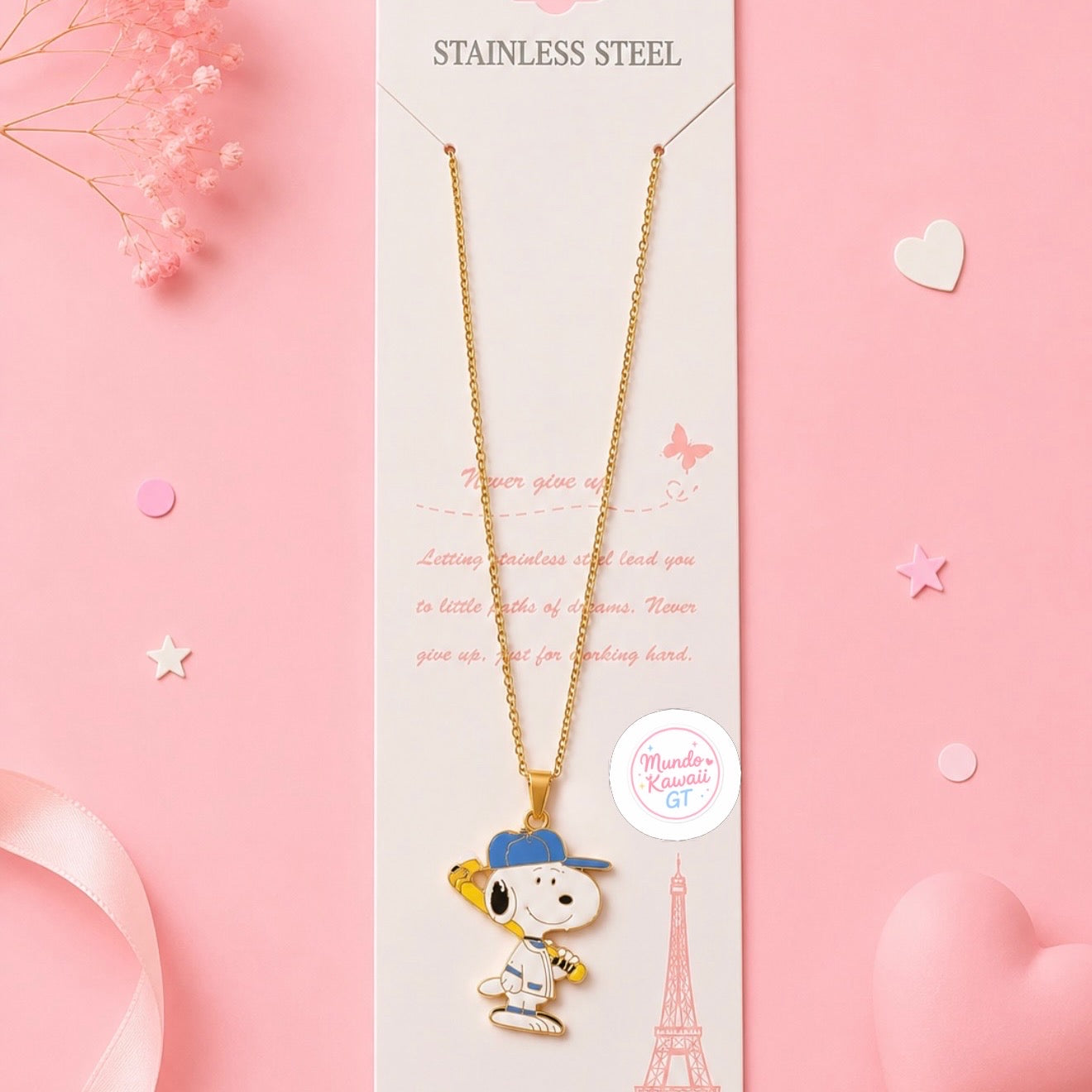 Collar Snoopy con Dije de Esmalte