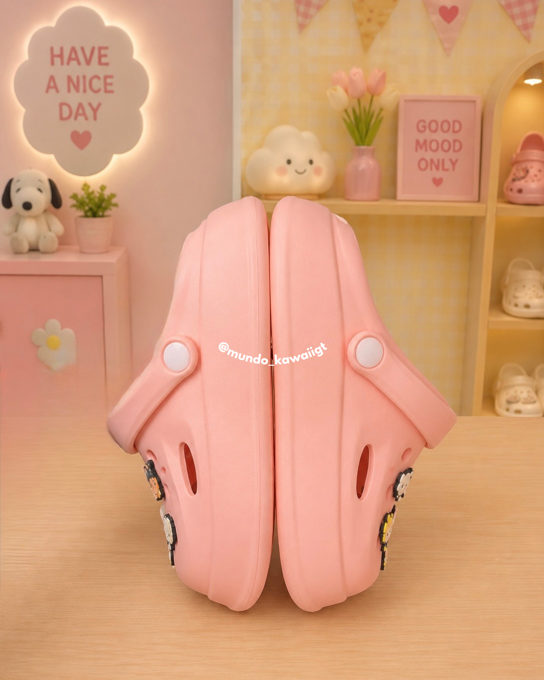 Clogs Kawaii con Charms de Snoopy