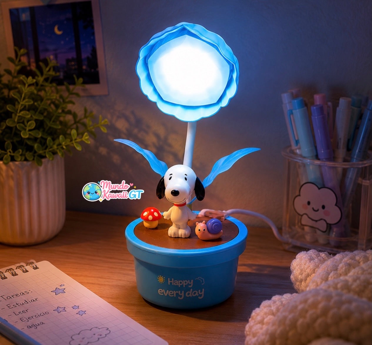 Lámpara Snoopy en Maceta Recargable