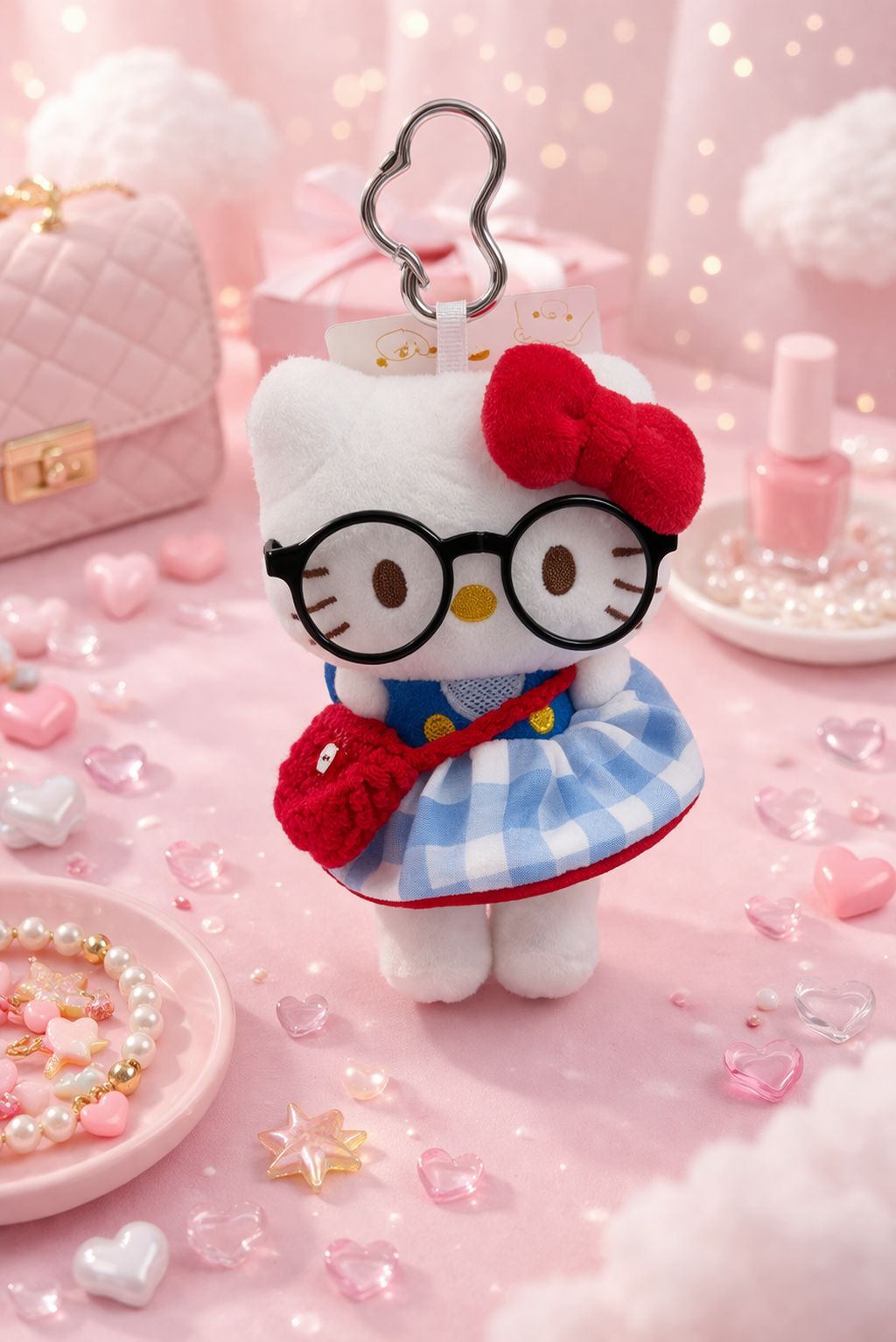 ✨ Llaveros de peluche Hello Kitty con lentes 🤓🎀