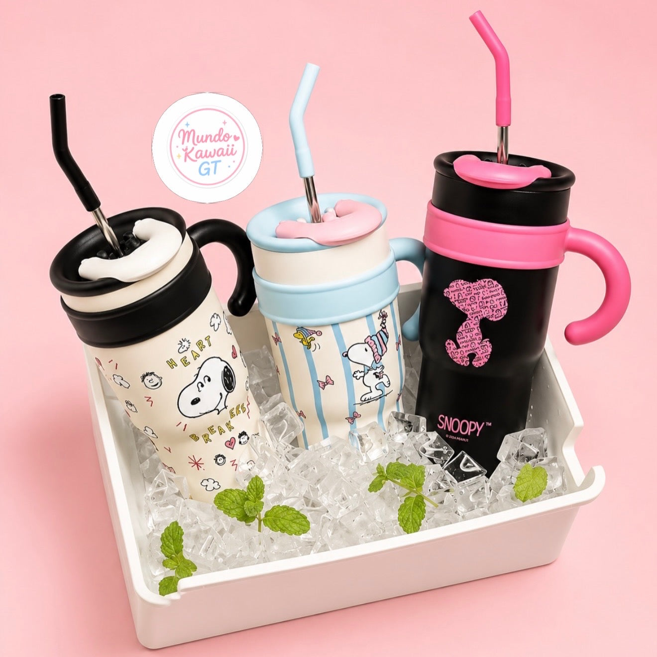 Vaso Térmico Snoopy con Asa y Pajilla – 1200 ml