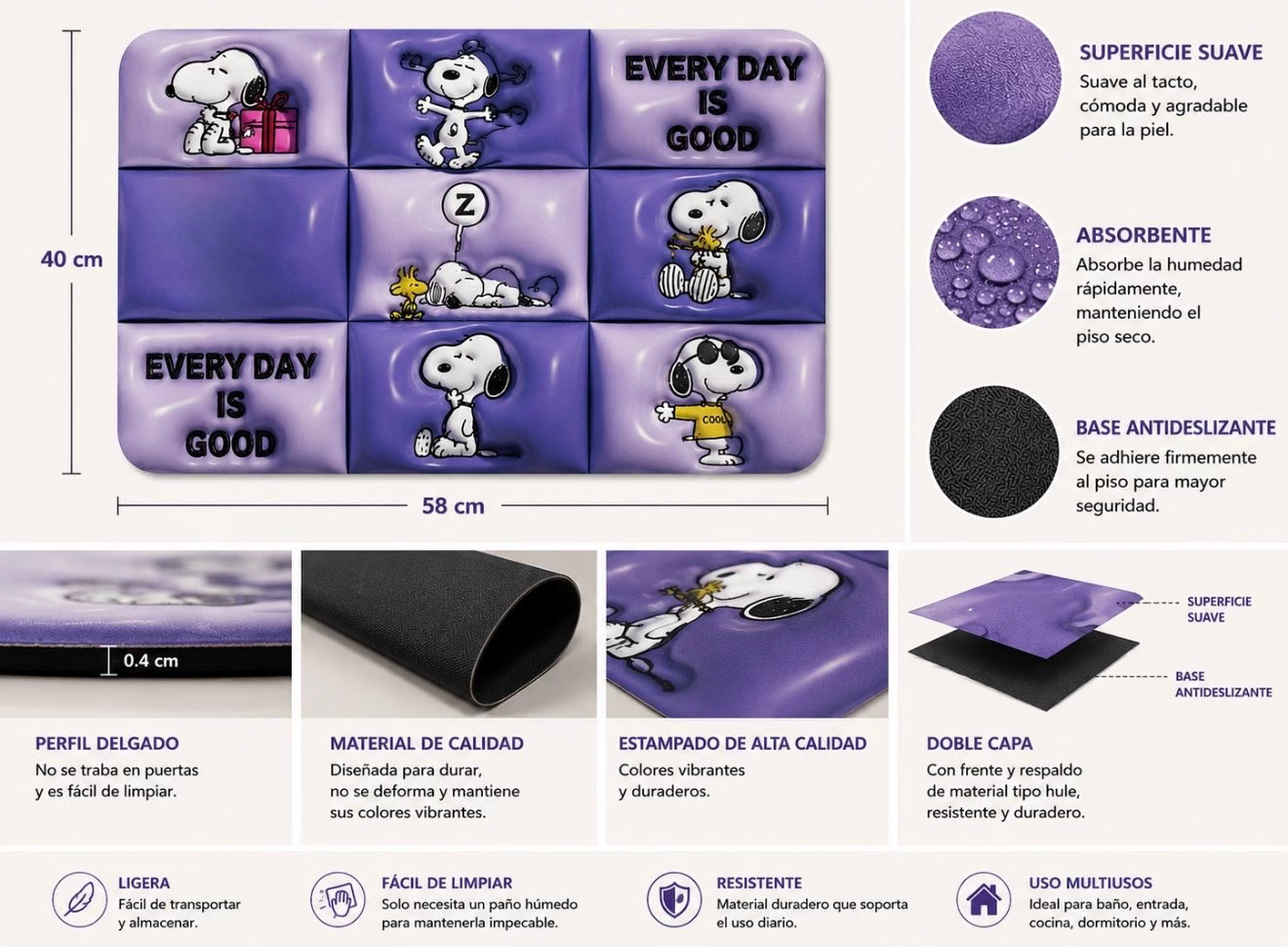 Alfombra Absorbente Snoopy