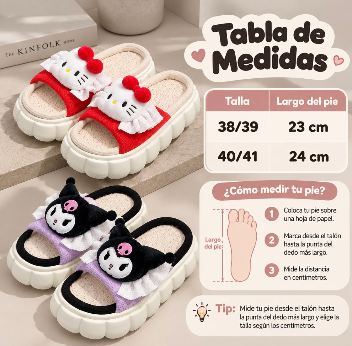 Pantuflas Kawaii Hello Kitty & Kuromi