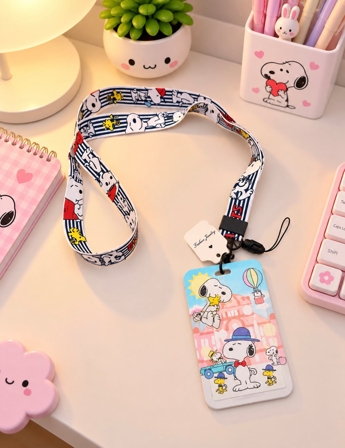Porta Carnet con Lanyard Snoopy