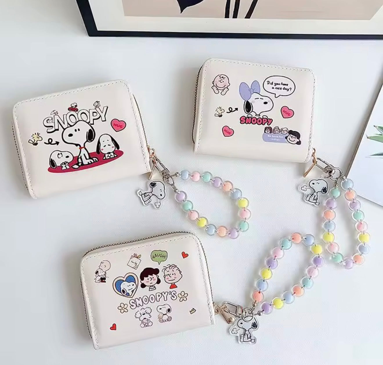 Tarjetero Snoopy Pastel con Cadena