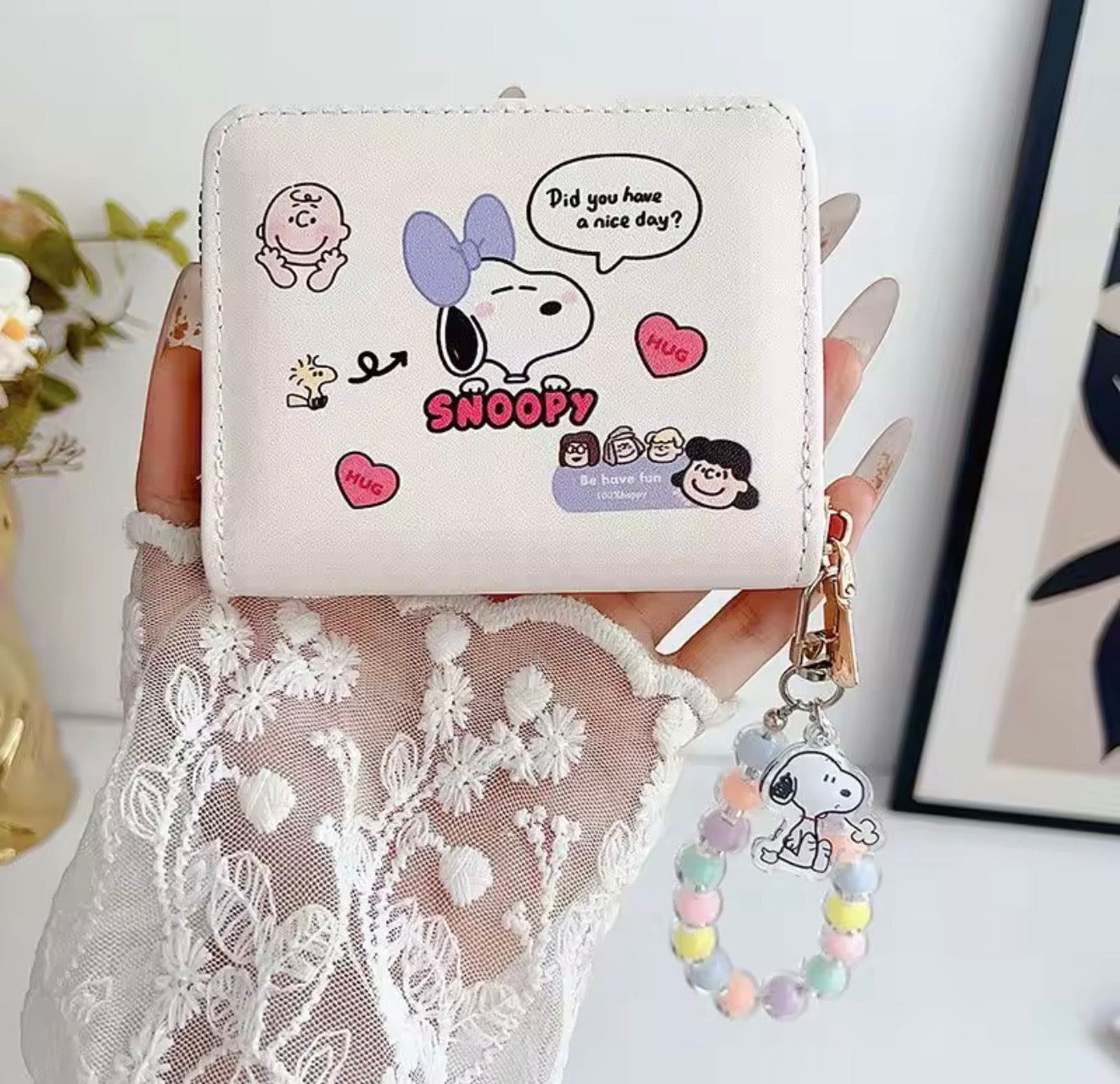 Tarjetero Snoopy Pastel con Cadena