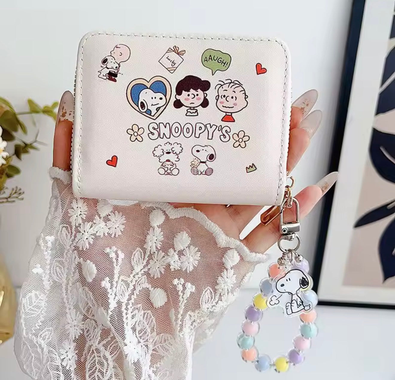 Tarjetero Snoopy Pastel con Cadena