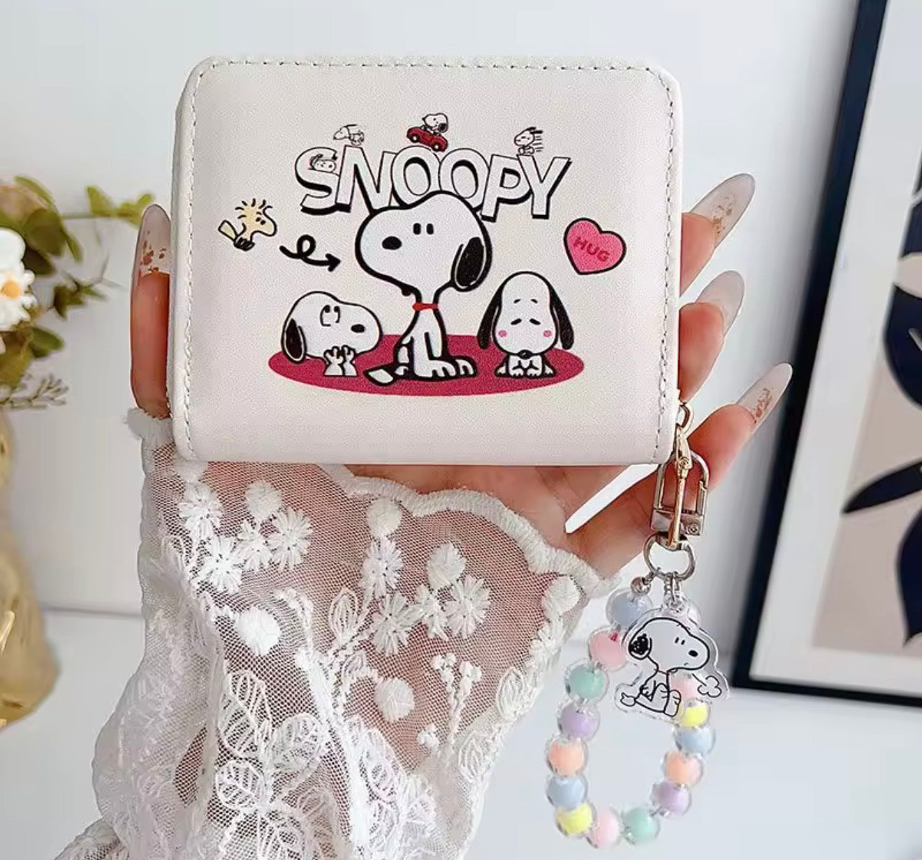 Tarjetero Snoopy Pastel con Cadena