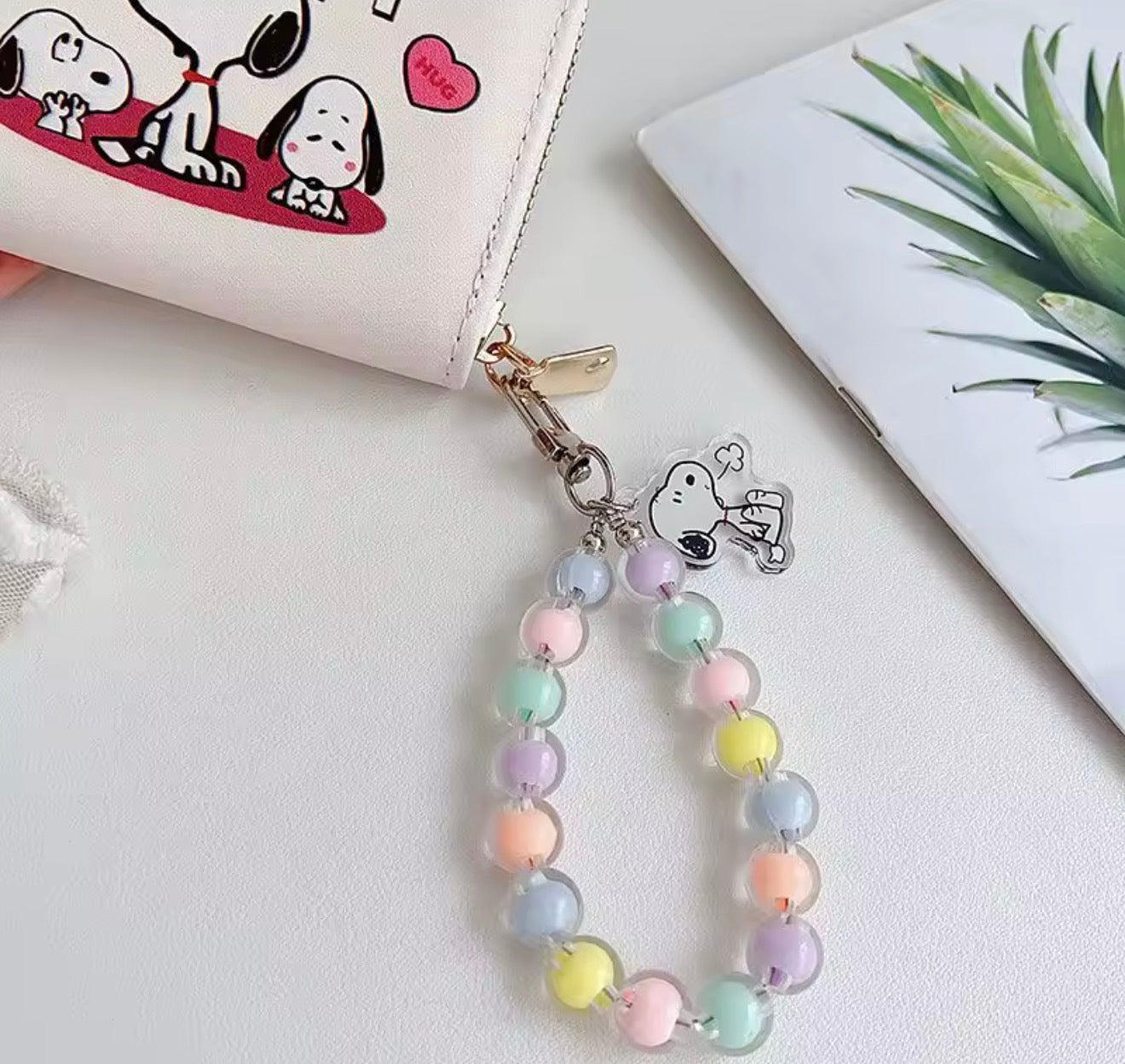 Tarjetero Snoopy Pastel con Cadena