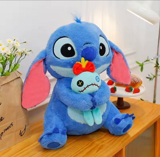 Peluche Stitch con muñeco Scrump 45 cms - Azul y Rosa