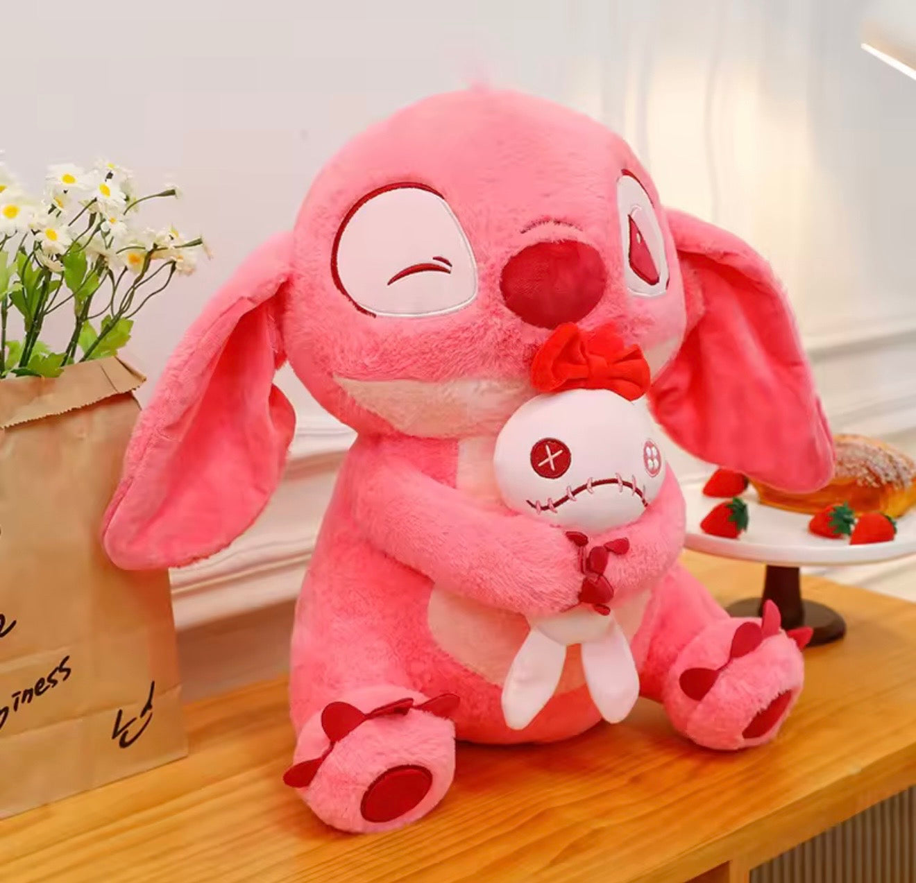 Peluche Stitch con muñeco Scrump 45 cms - Azul y Rosa