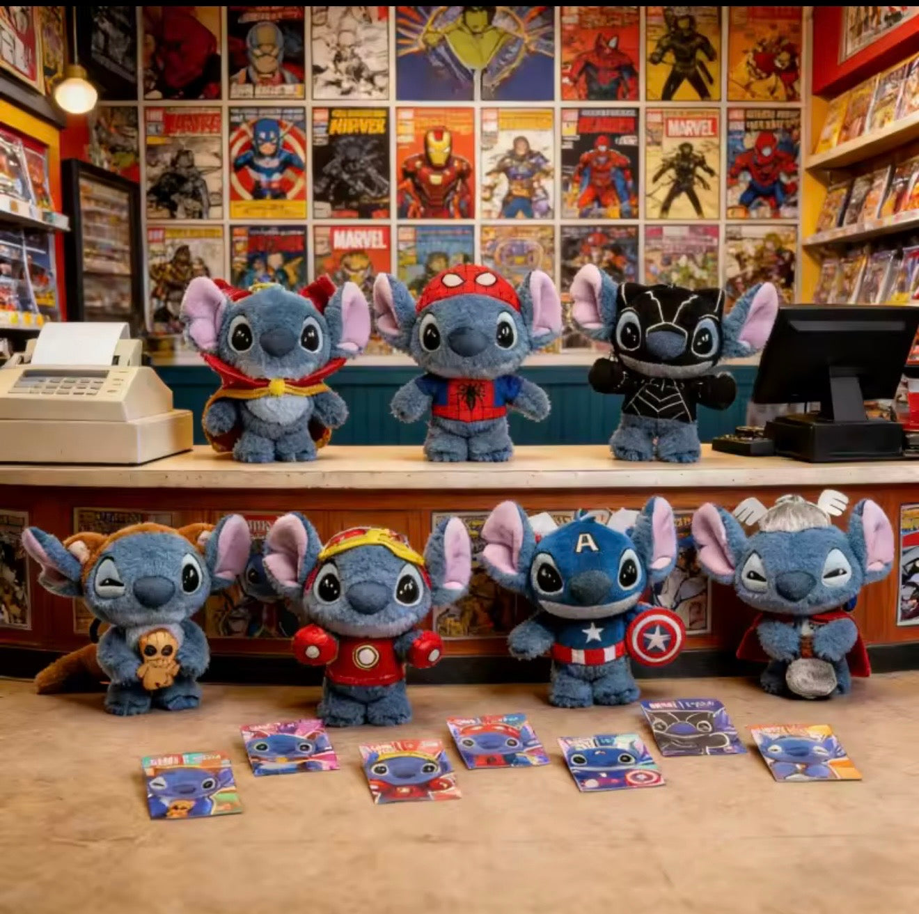 ✨ Llaveros de peluche Stitch x Marvel 🦸‍♂️💙